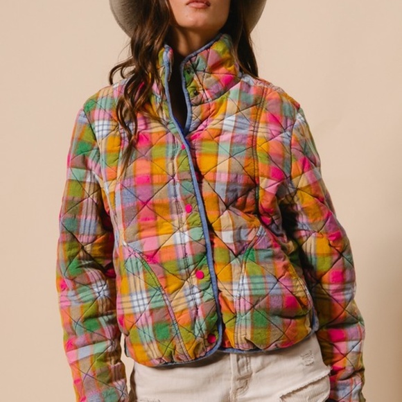 NWT Retro Vibes Plaid Quilted Jacket - Picture 6 of 10